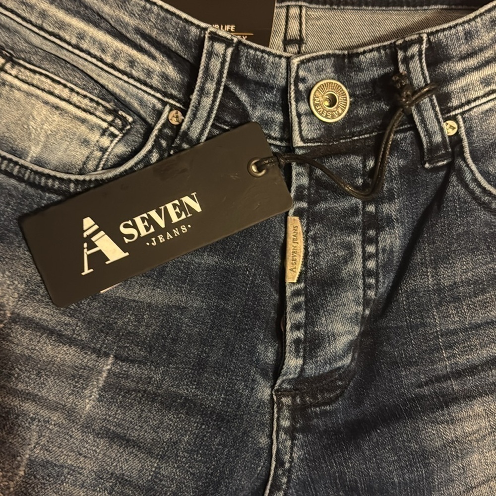 NWT A Seven Jeans Denim Distressed Low Rise Super Skinny Button Fly Jeans - Picture 8 of 10